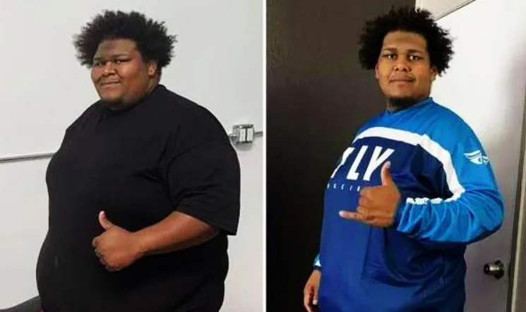 Jerod before and after losing 300 lbs of his weight